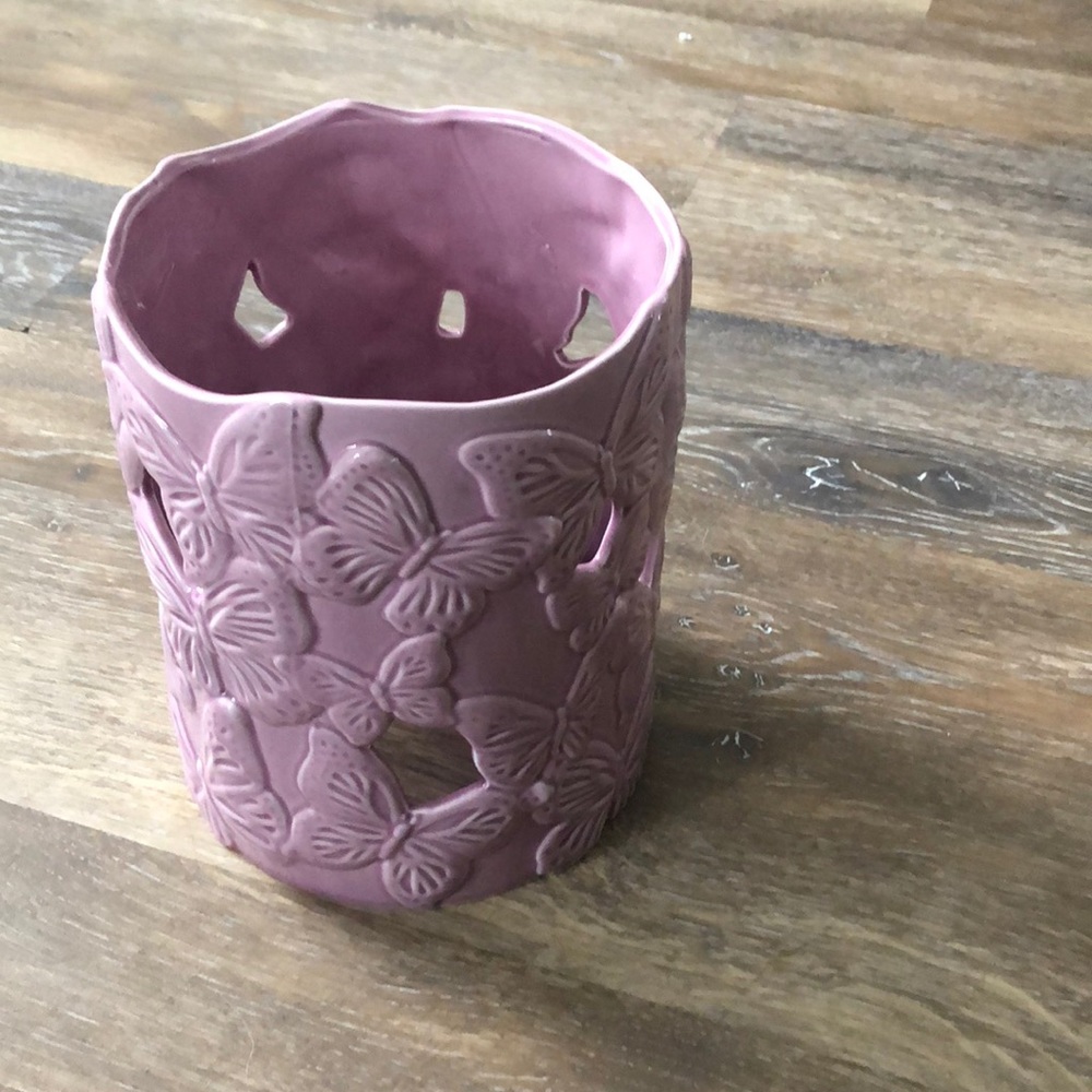 Homework Big Candle holder pink Butterfly